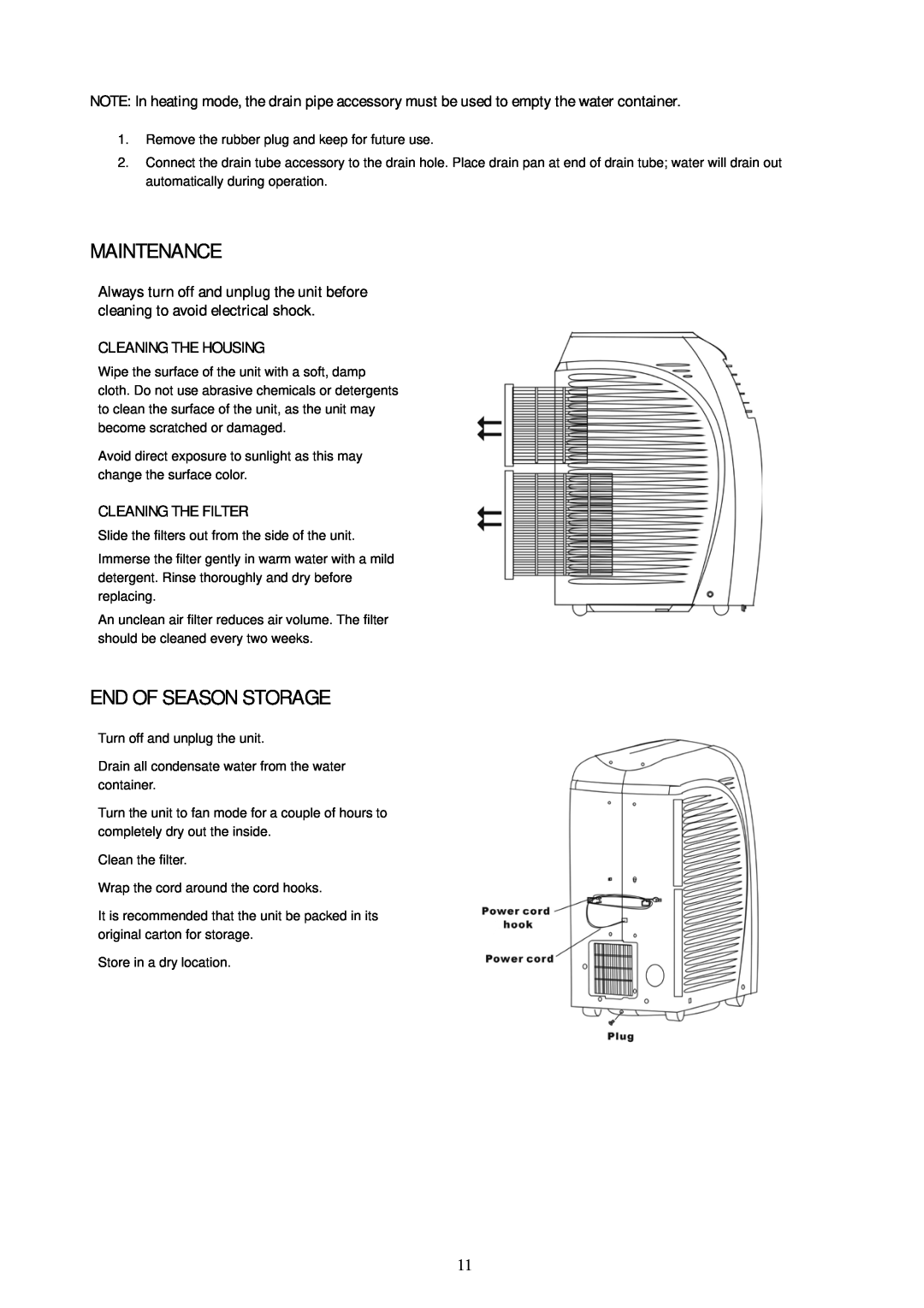 Soleus Air 000 BTU Evaporative Portable Air Conditioner and 14 Maintenance, End Of Season Storage, Cleaning The Housing 