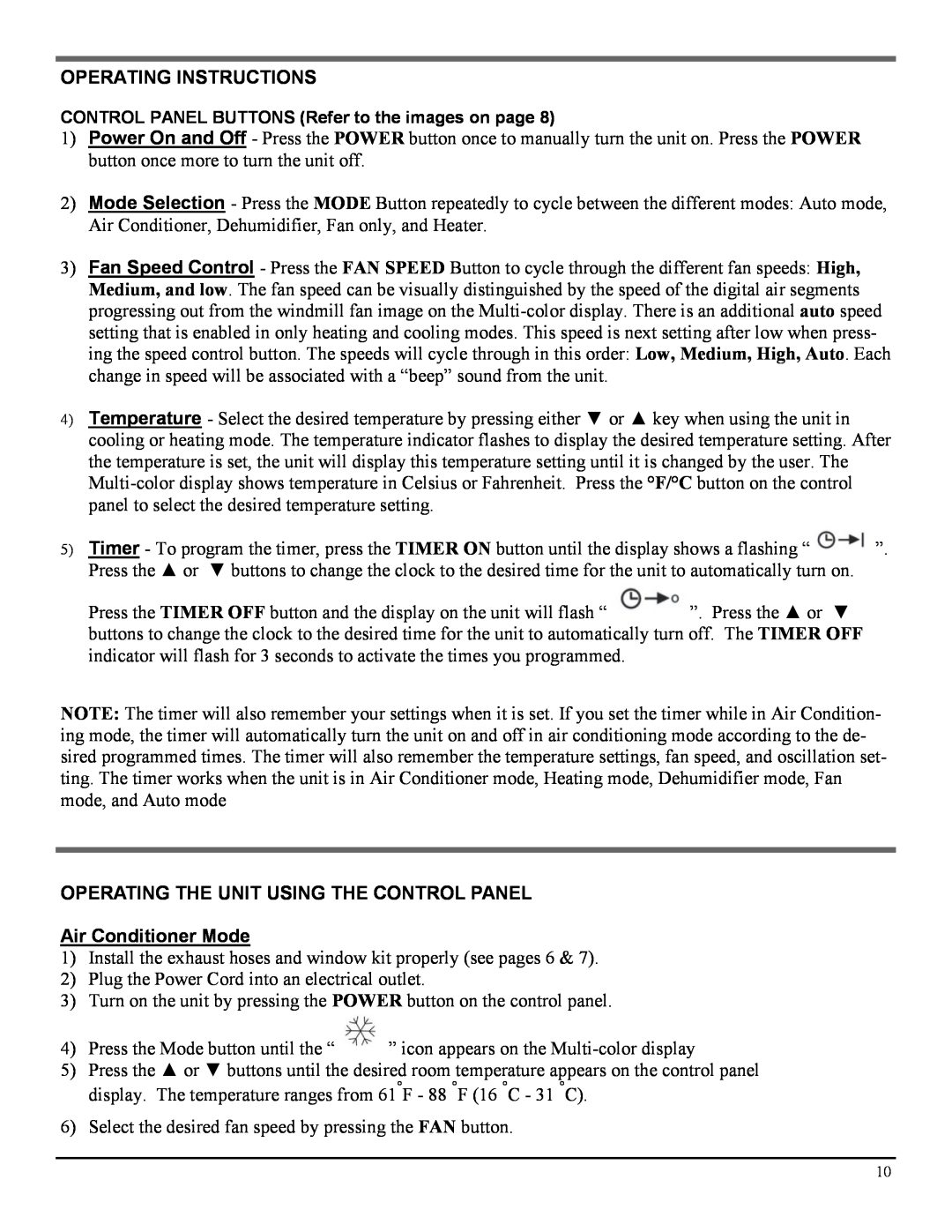 Soleus Air LX-140BL operating instructions Operating Instructions 