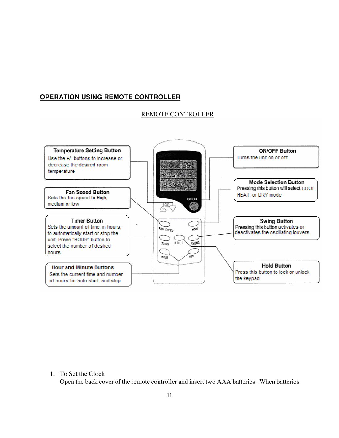 Soleus Air MA-9000AH owner manual Operation Using Remote Controller 