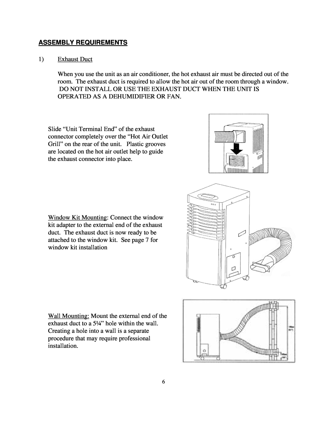 Soleus Air MA-9000AH owner manual Assembly Requirements 