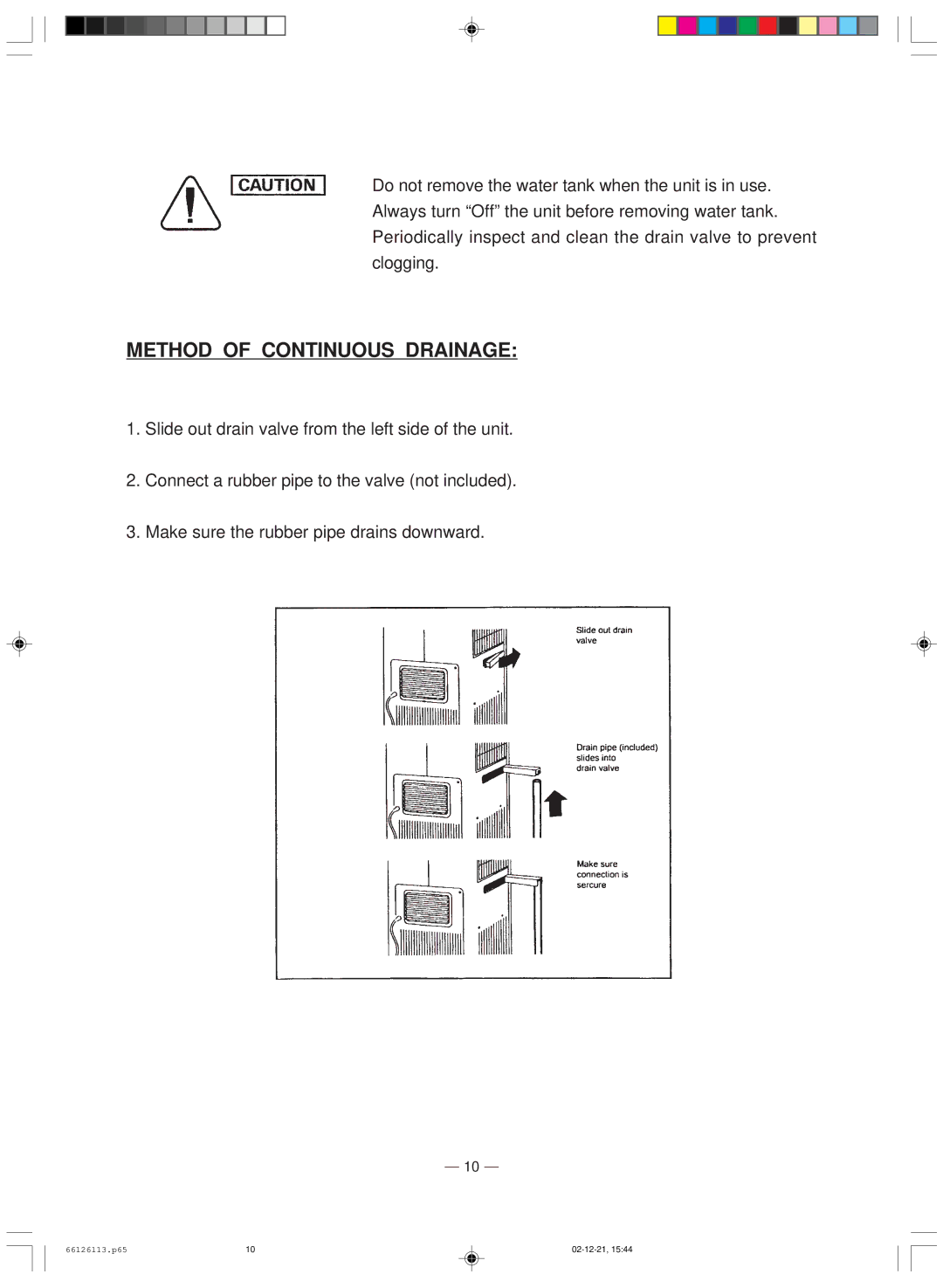 Soleus Air MAC 7500 owner manual Method of Continuous Drainage 