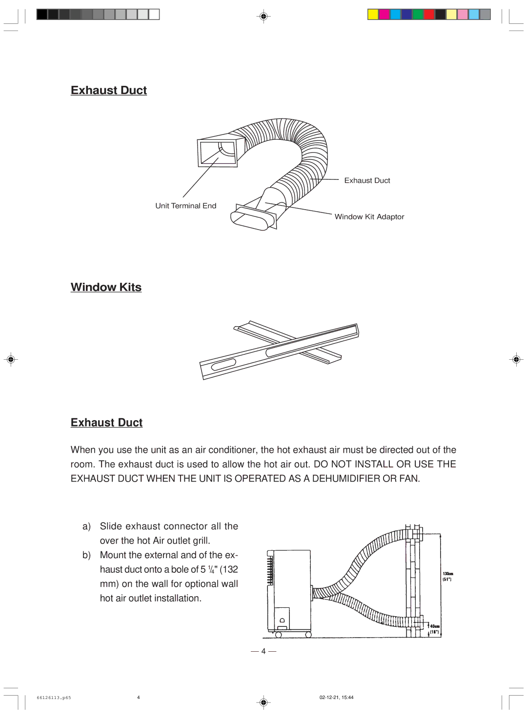 Soleus Air MAC 7500 owner manual Exhaust Duct 