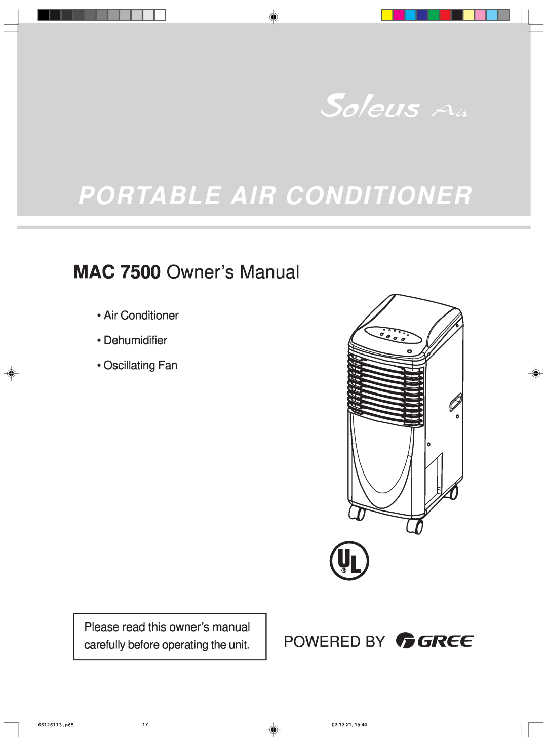 Soleus Air MAC 7500 owner manual Portable Air Conditioner, Powered By, Air Conditioner Dehumidifier, Oscillating Fan 