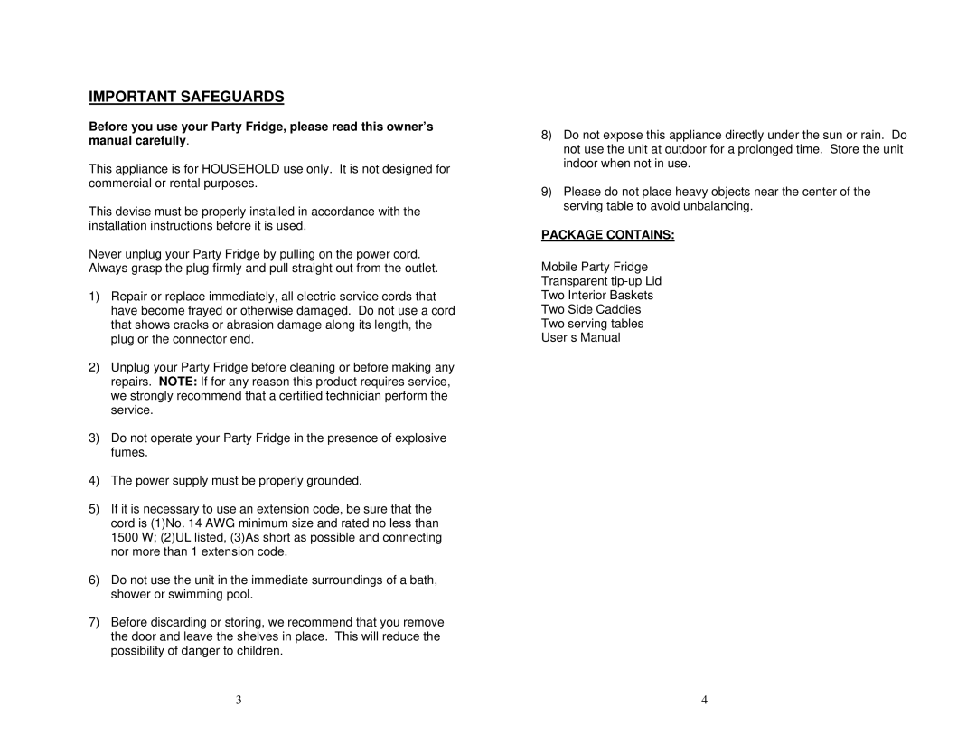 Soleus Air MC-88SB, MC-88M owner manual Important Safeguards, Package Contains 