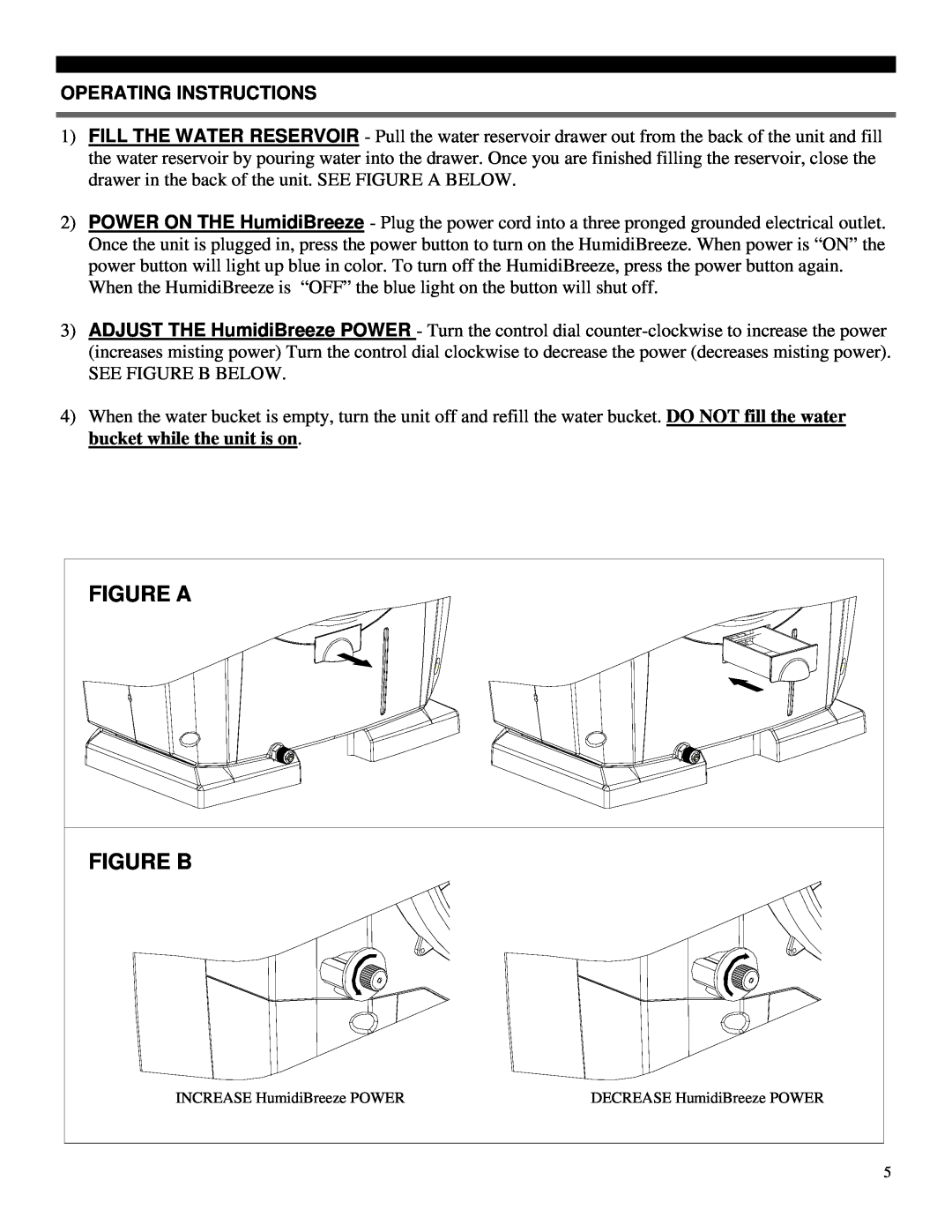 Soleus Air MT1-19-33 operating instructions Figure A, Figure B, Operating Instructions 