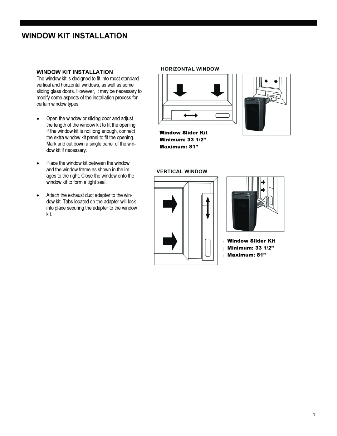 Soleus Air 3046364, PA1-10R-32 manual Window Kit Installation 