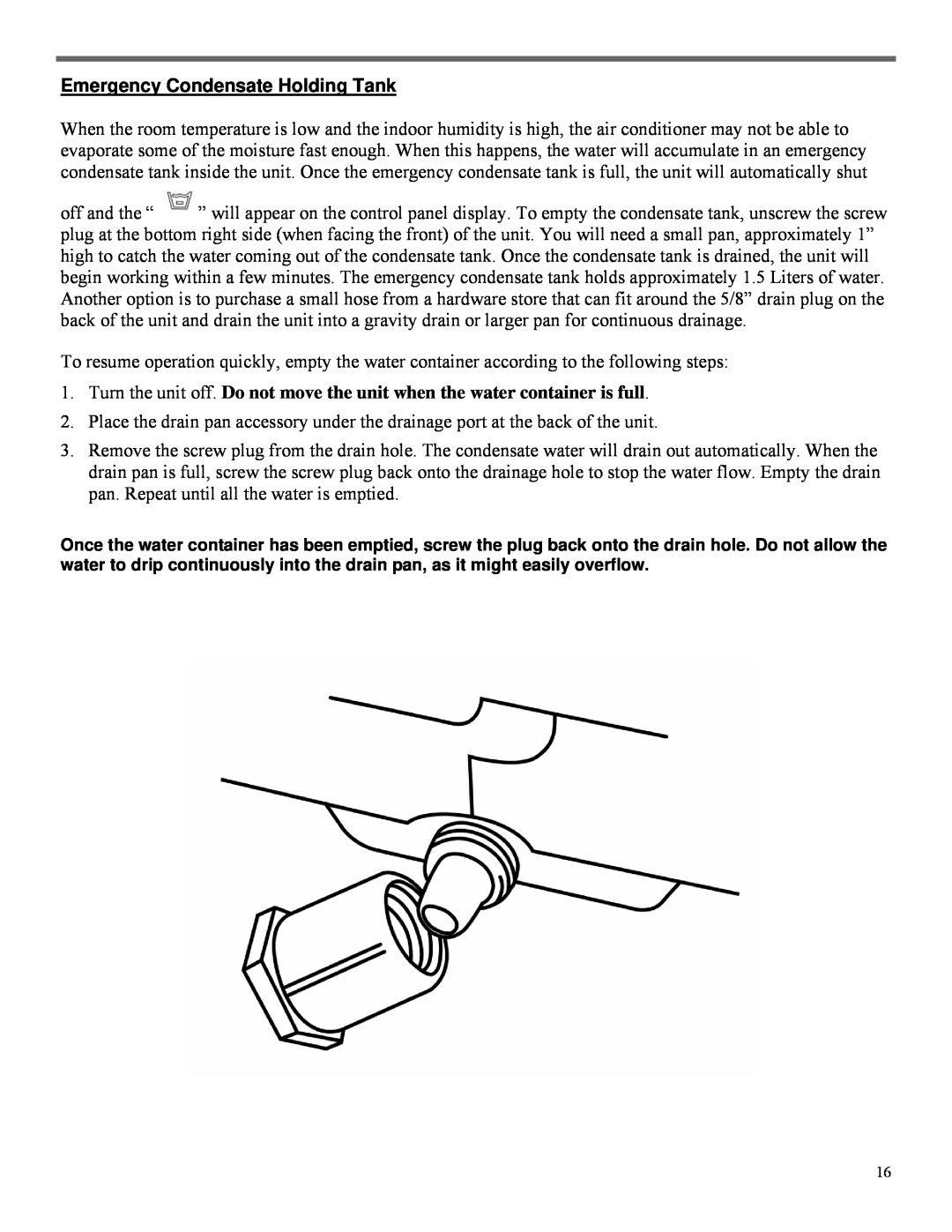 Soleus Air PA1-12R-32, PA1-14R-32 manual Emergency Condensate Holding Tank 