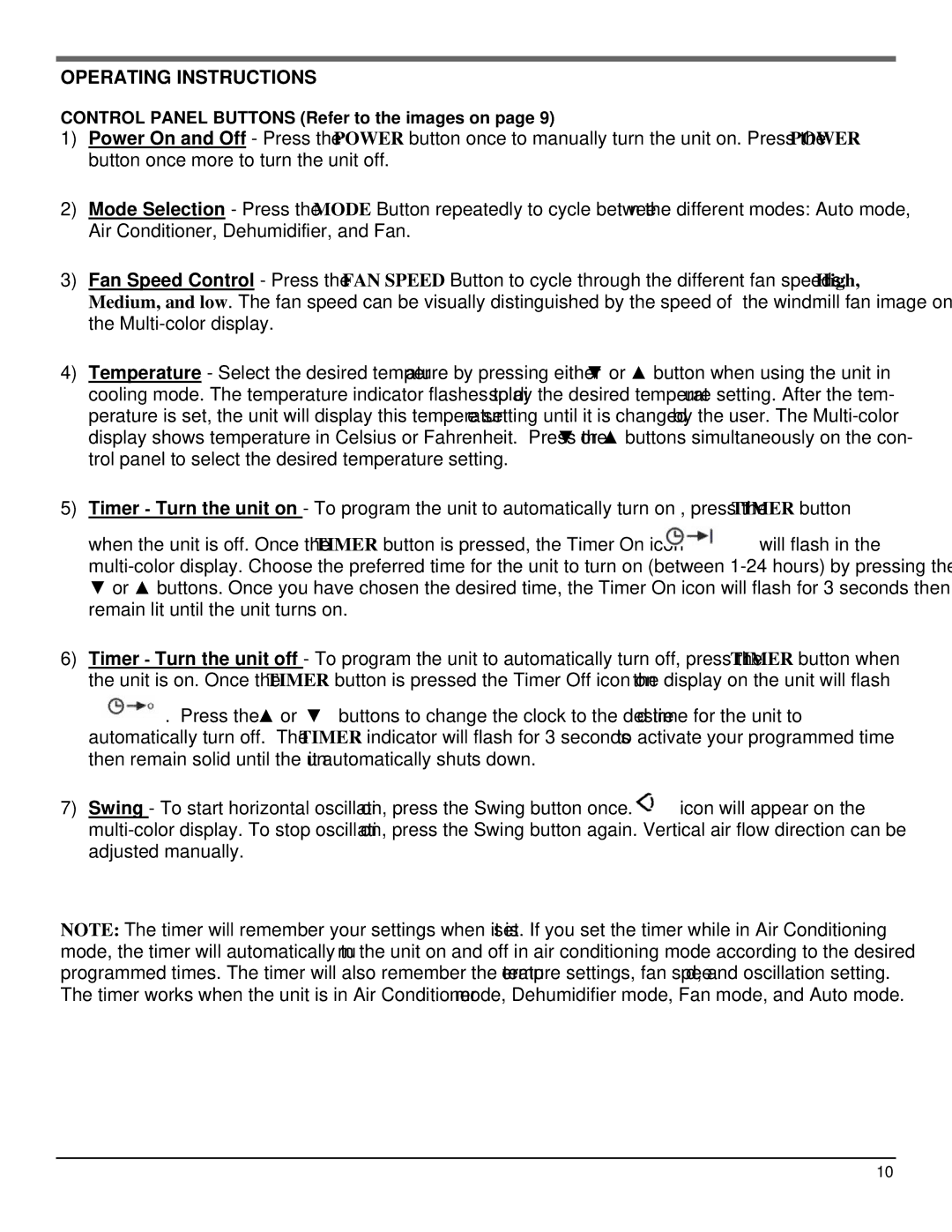 Soleus Air PE2-07R-62 manual Operating Instructions 