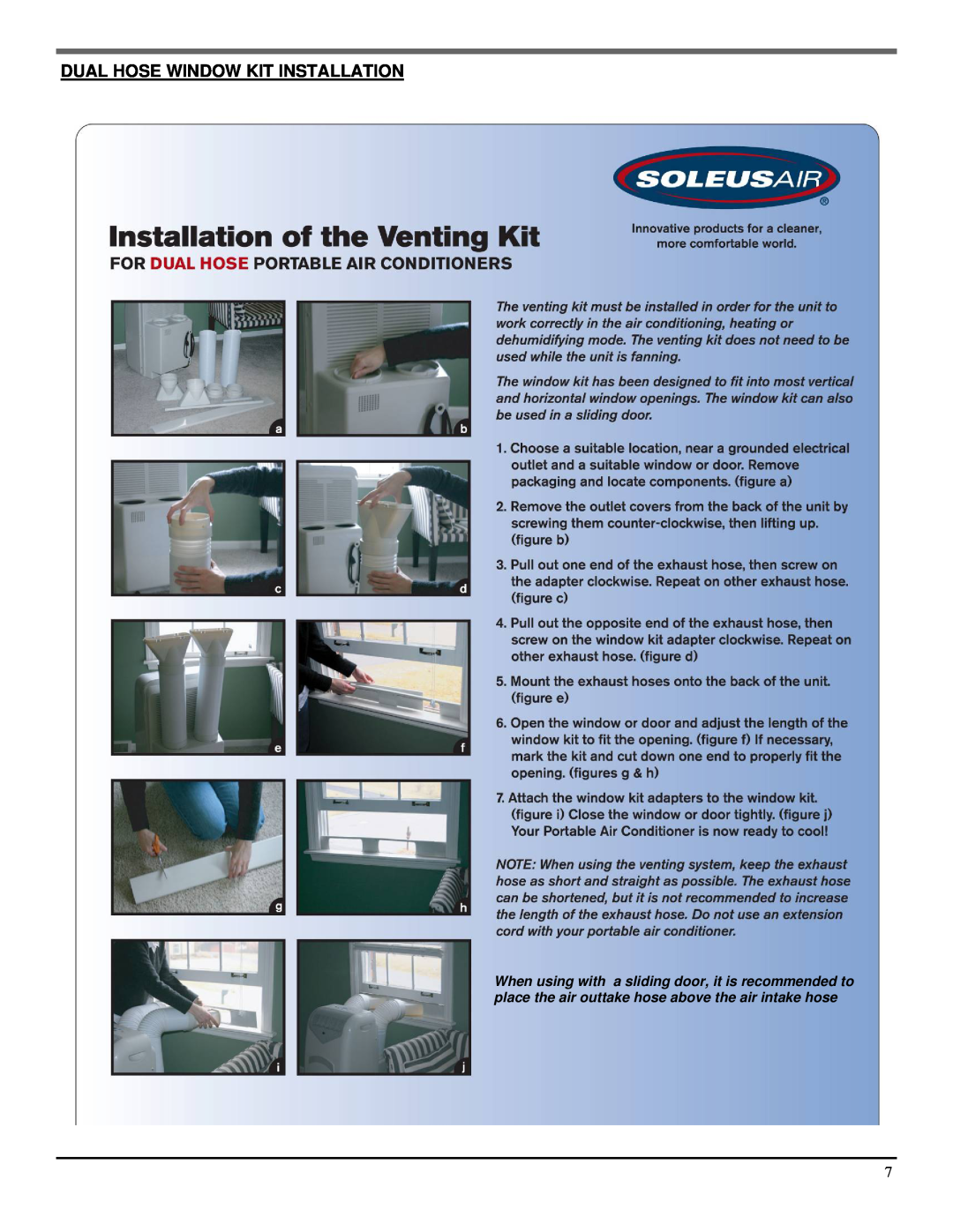 Soleus Air PE3-12R-03 manual Dual Hose Window Kit Installation 