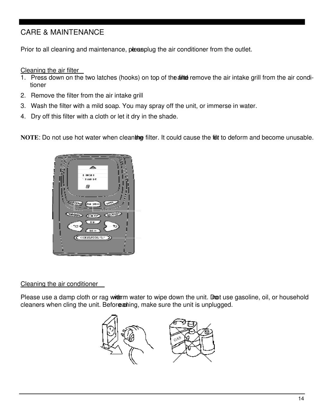 Soleus Air PE4-11R-03 manual Care & Maintenance, Cleaning the air filter 