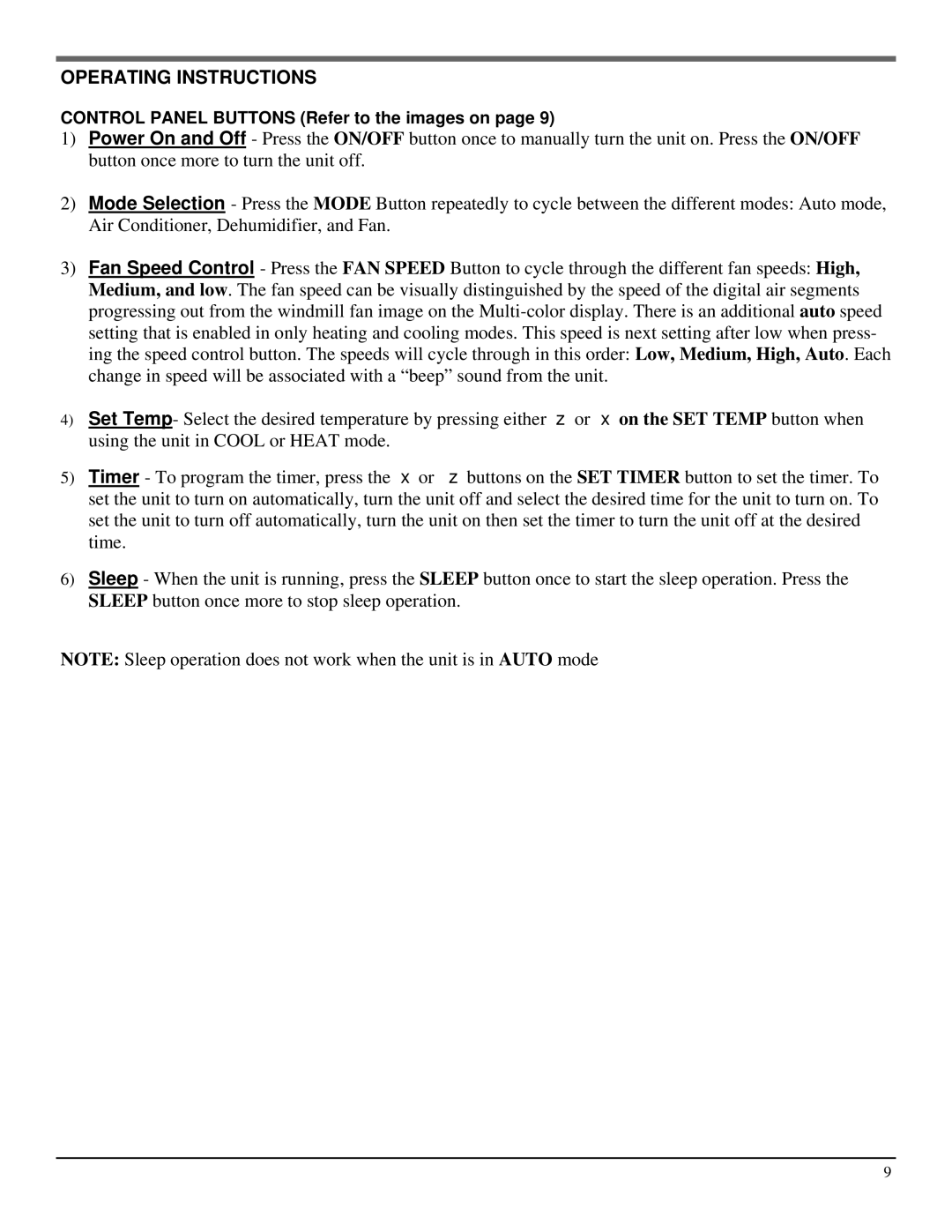 Soleus Air PE4-11R-03 manual Operating Instructions 