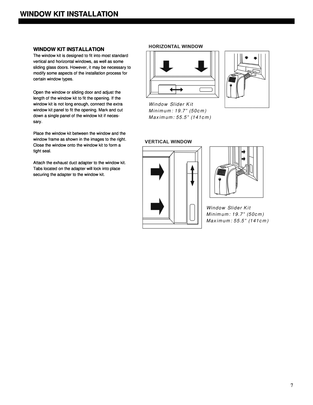 Soleus Air PE7-10R-03 operating instructions Window Kit Installation 