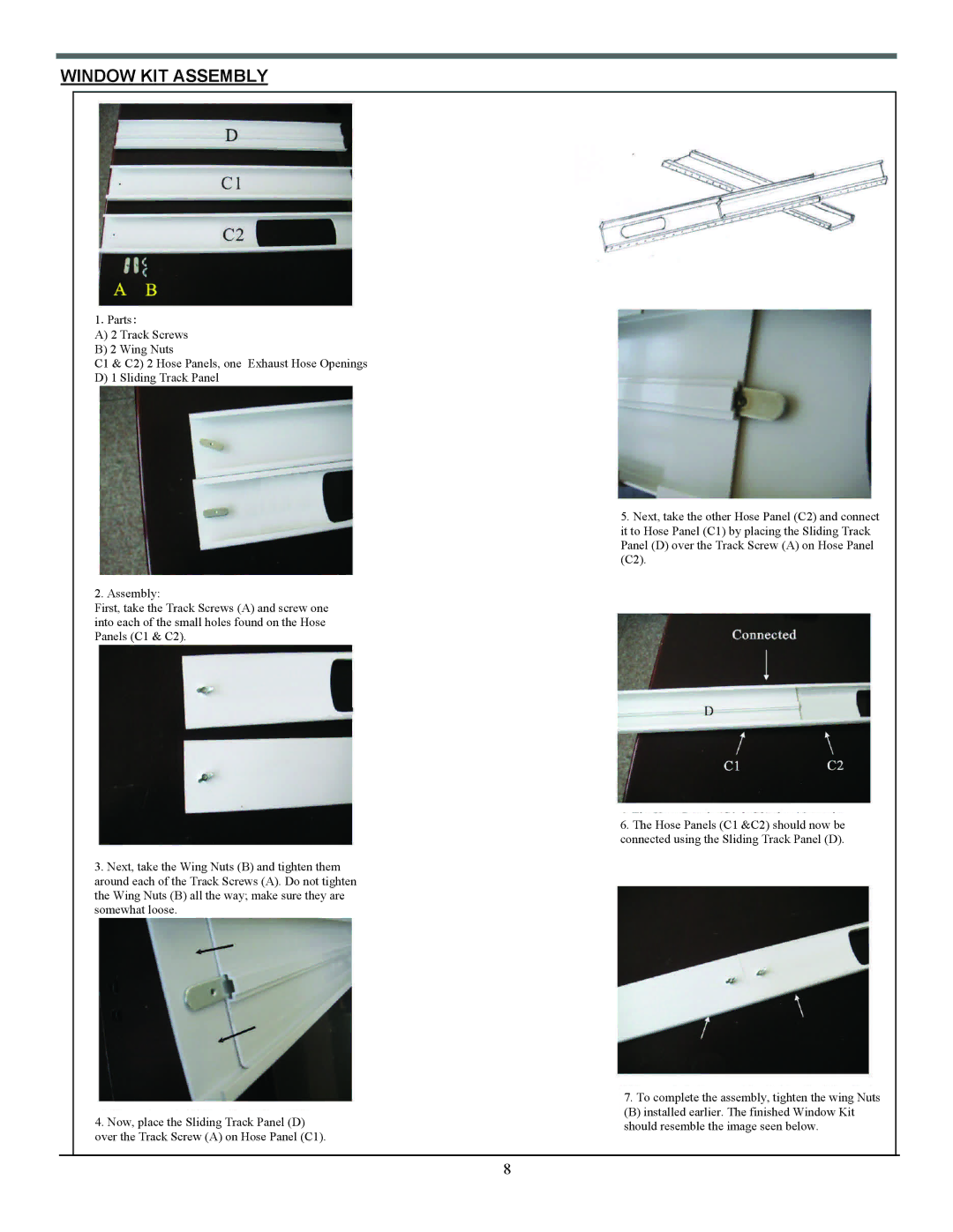 Soleus Air PE8-12R-32 manual Window KIT Assembly 