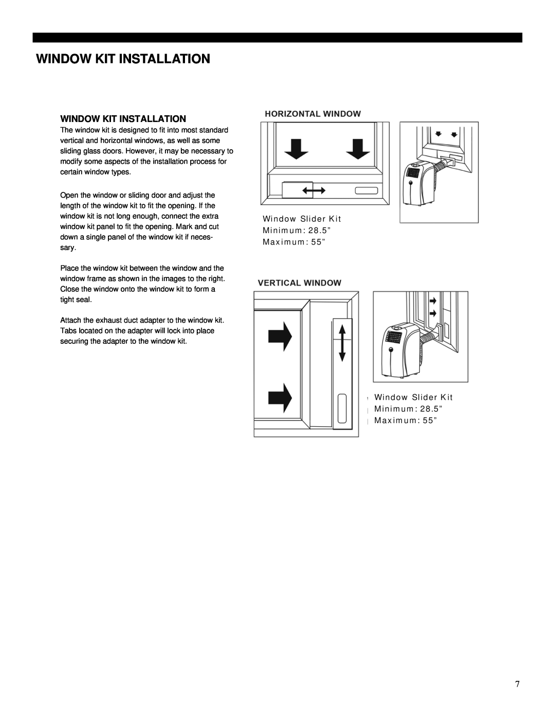 Soleus Air PH-3-12R-03 operating instructions Window Kit Installation 