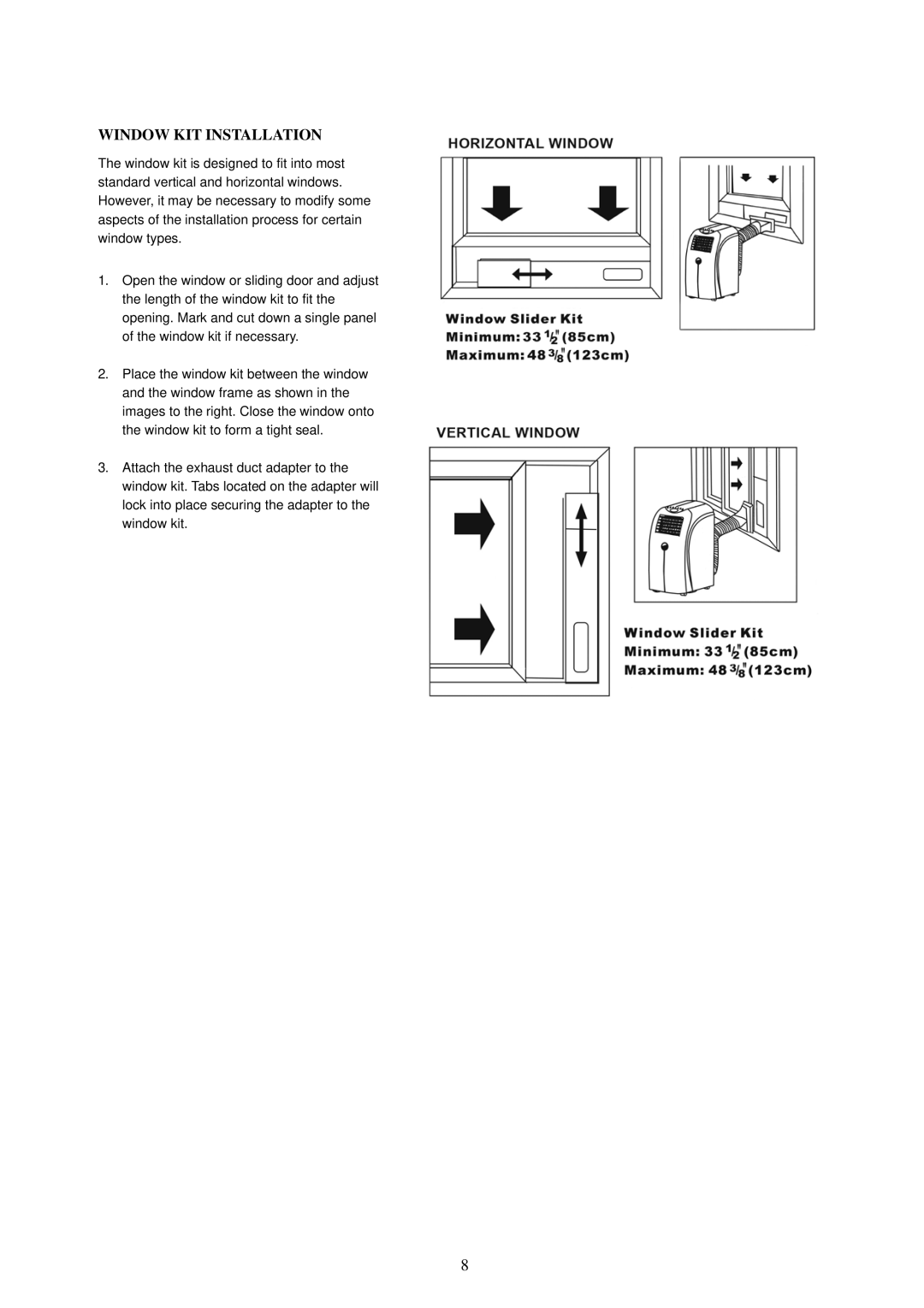 Soleus Air PH1-14R-03, PH1-10R-03, PH1-12R-03 owner manual Window KIT Installation 