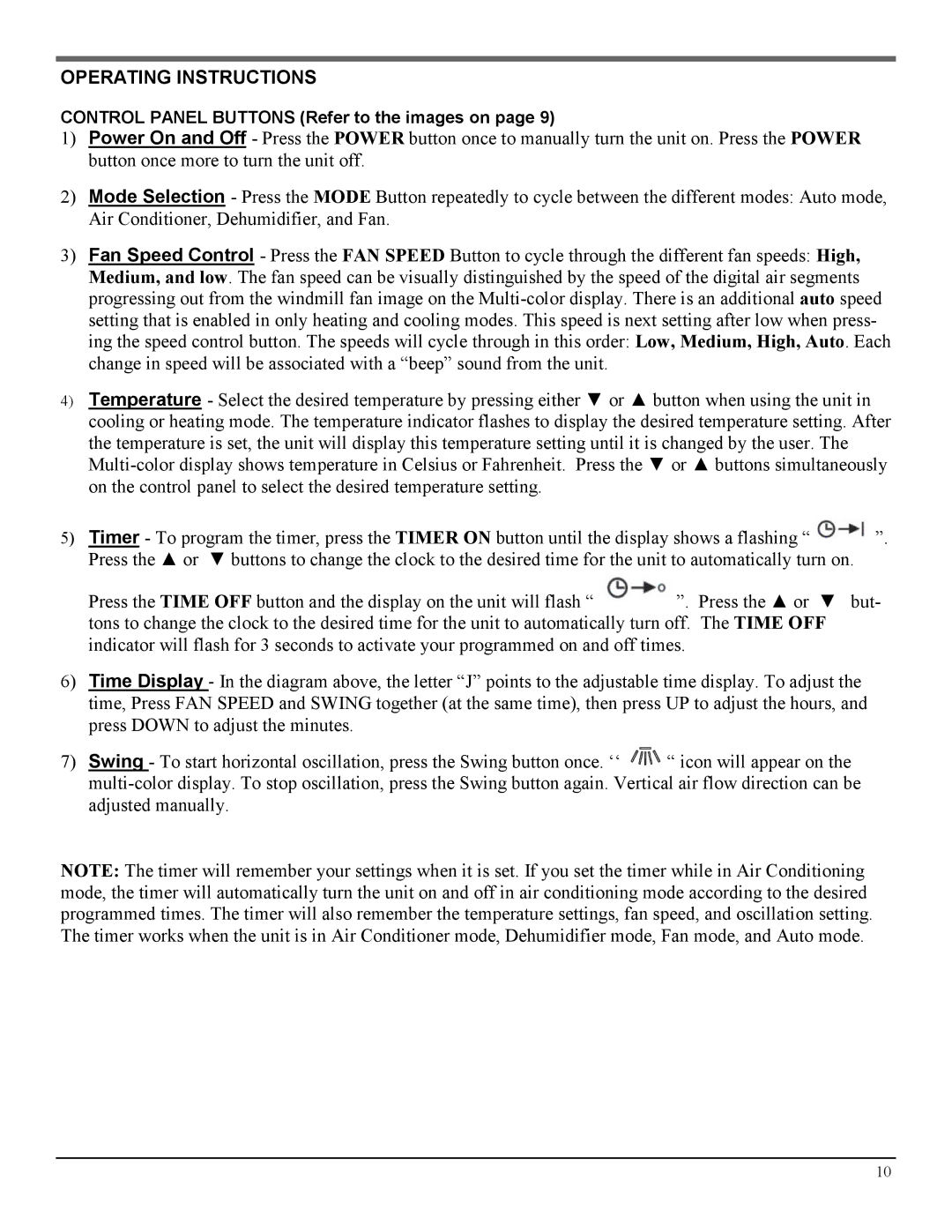 Soleus Air PH3-10R-03, PH3-09R-03 manual Operating Instructions 