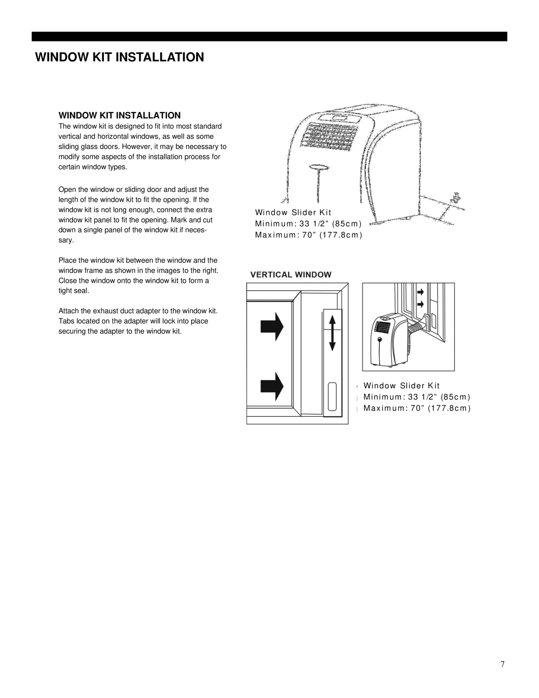 Soleus Air PH3-09R, PH3-10R operating instructions Window KIT Installation 