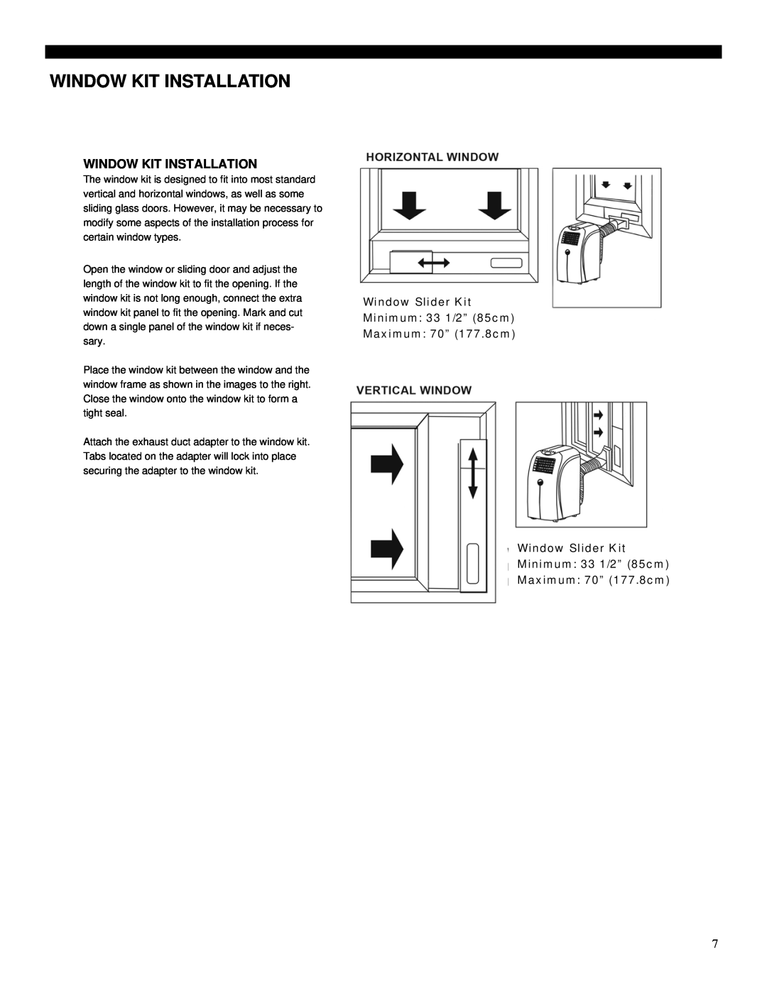 Soleus Air PH3-09R, PH3-10R operating instructions Window Kit Installation 
