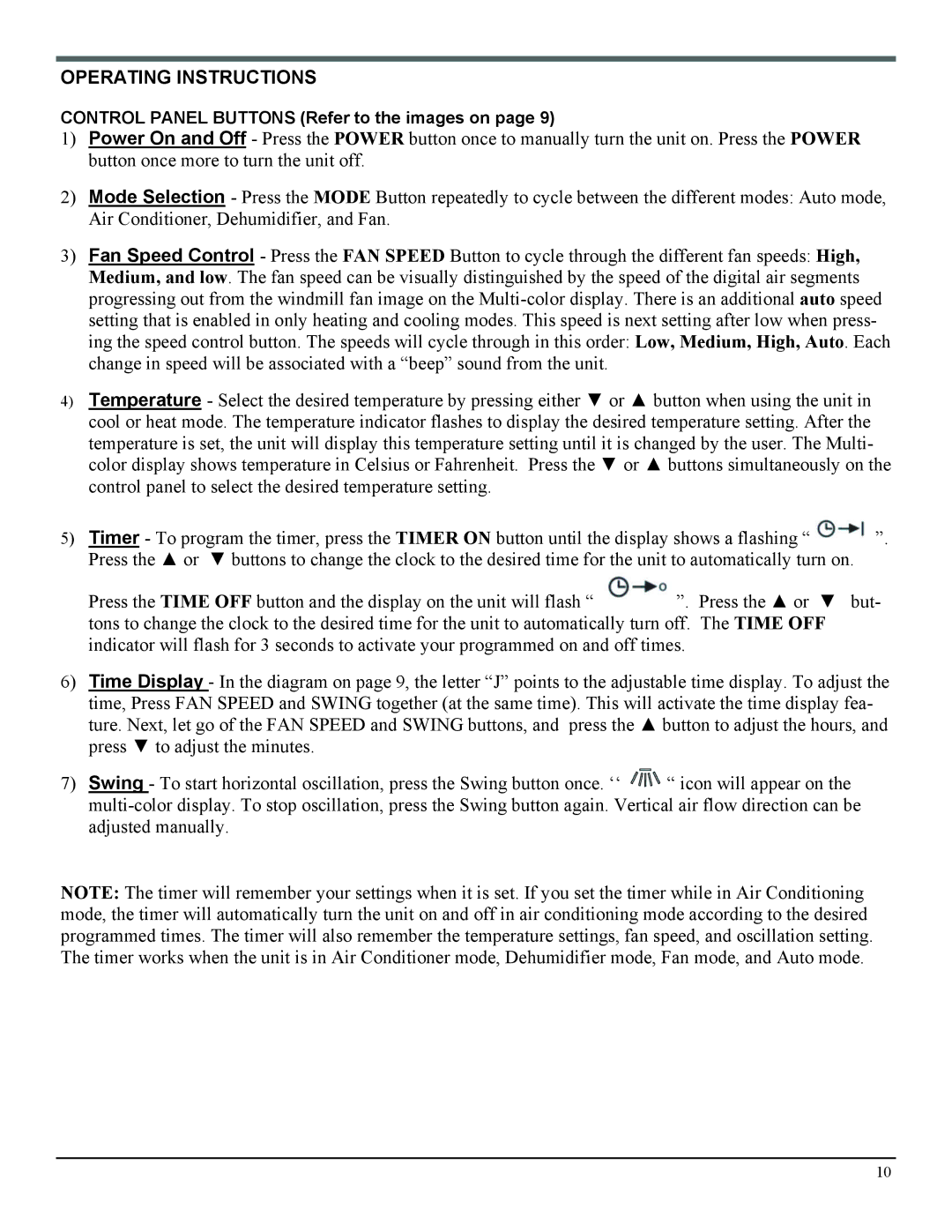 Soleus Air PH3-12R-03 manual Operating Instructions 