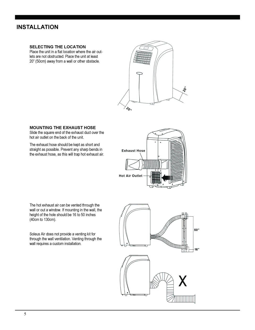 Soleus Air PH3-12R-03 manual Installation, Selecting the Location 