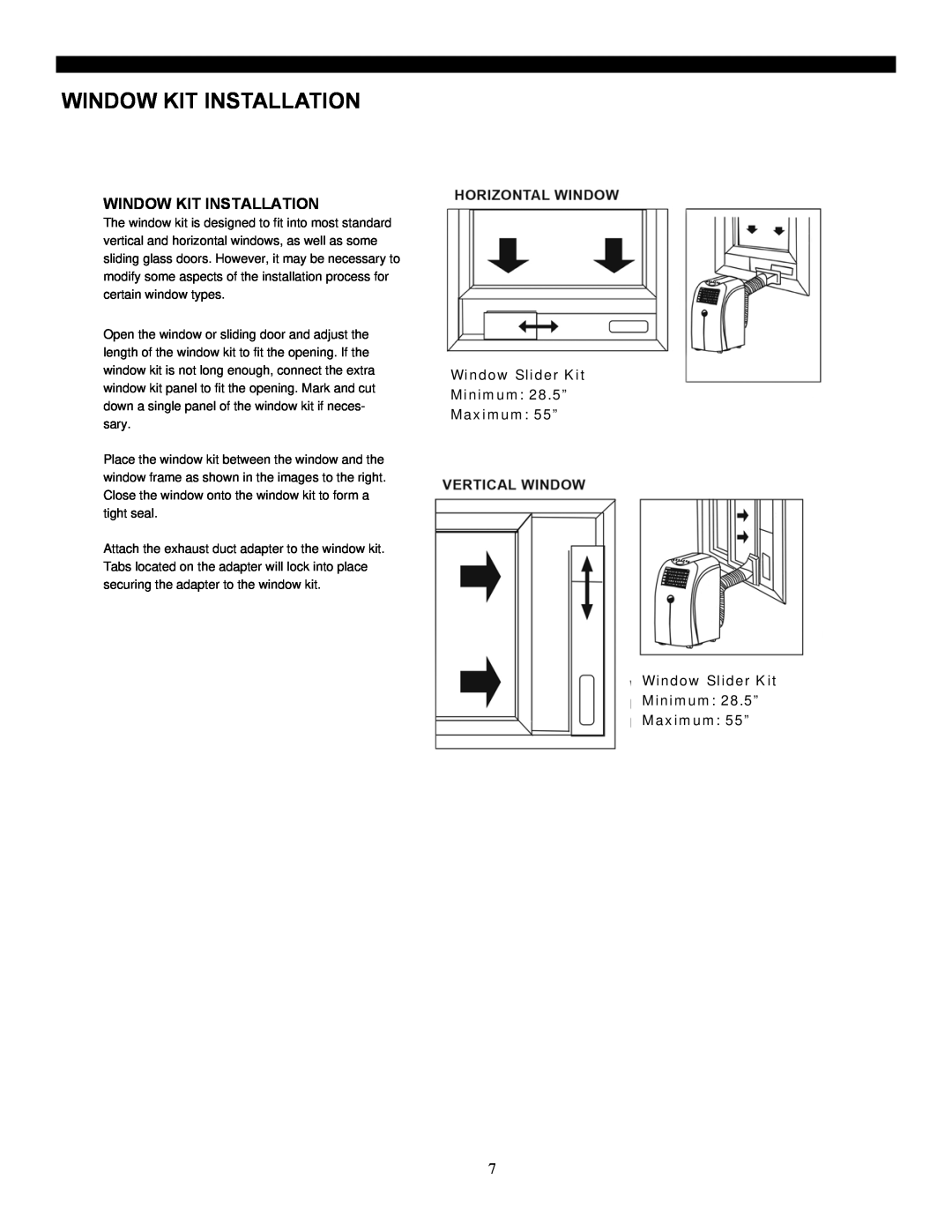 Soleus Air PH3-12R-03 operating instructions Window Kit Installation 