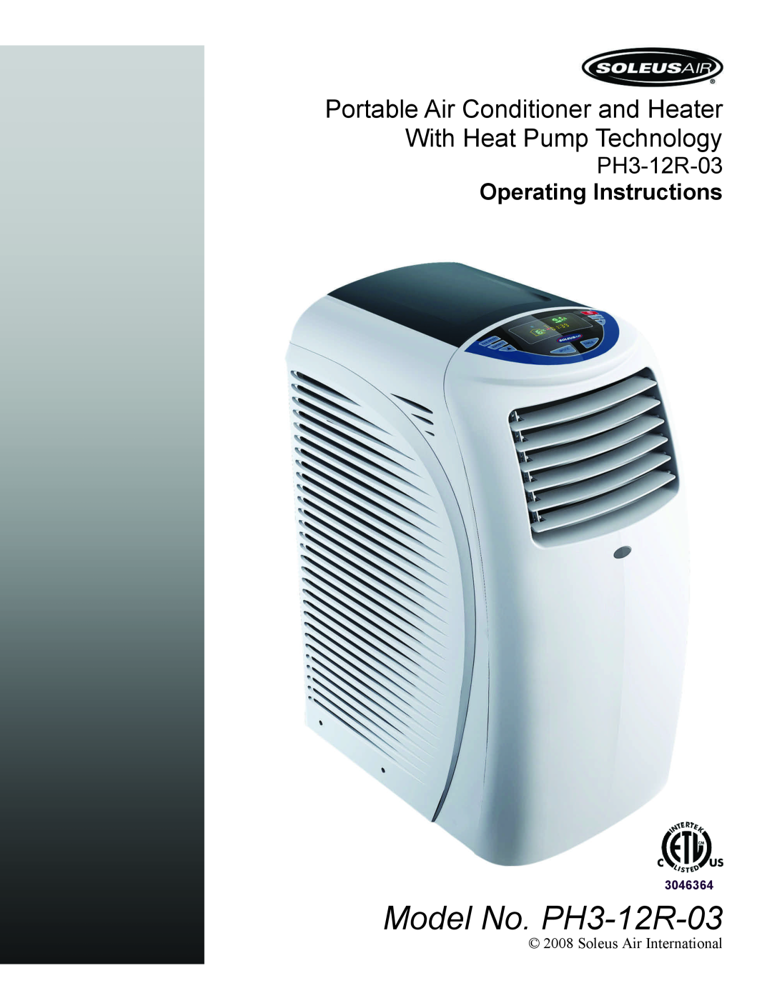 Soleus Air operating instructions Model No. PH3-12R-03, Reference No. KY2-34HP, Portable Air Conditioner and Heater 