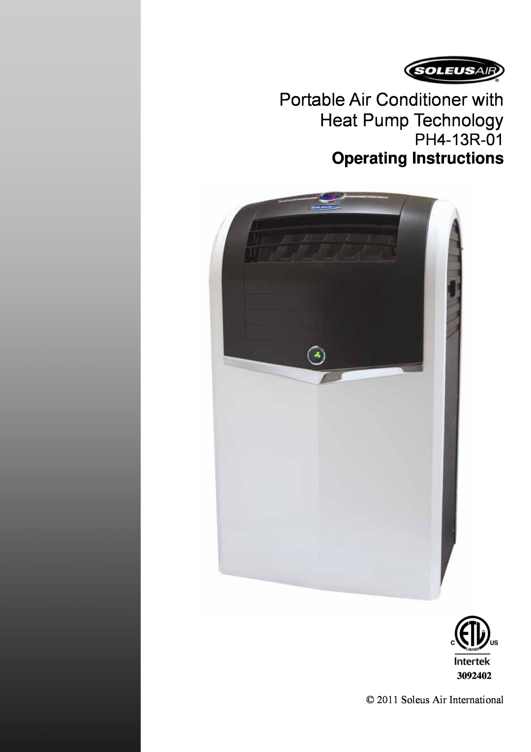 Soleus Air manual Model No. PH4-13R-01, Reference No. LX-135DHP, Portable Air Conditioner with, Heat Pump Technology 