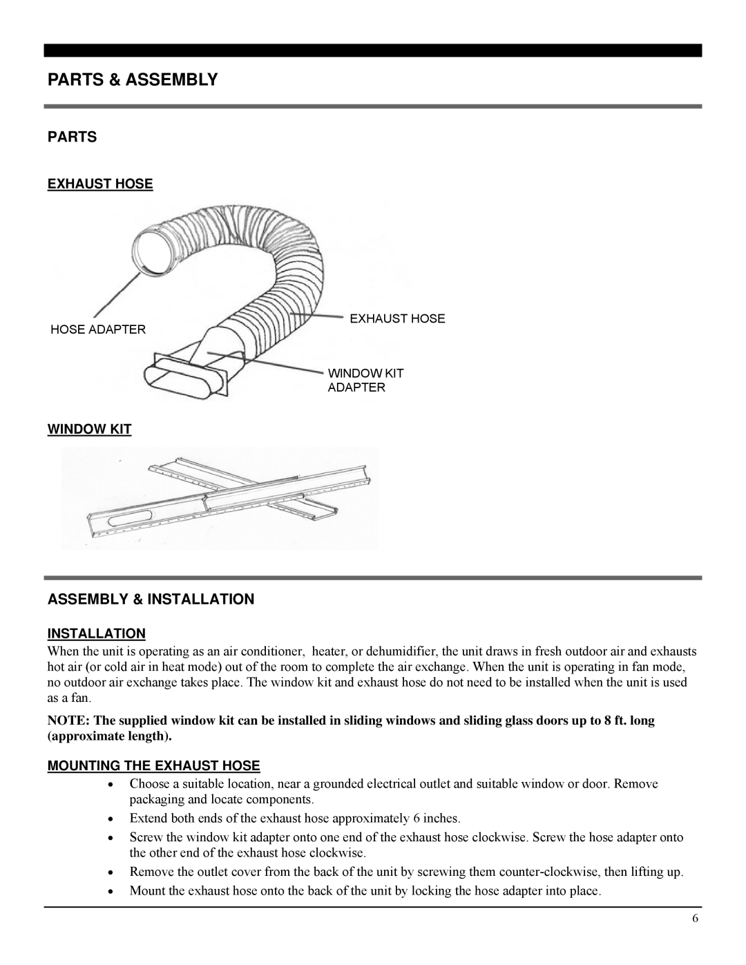 Soleus Air PH5 manual Parts & Assembly, Assembly & Installation 