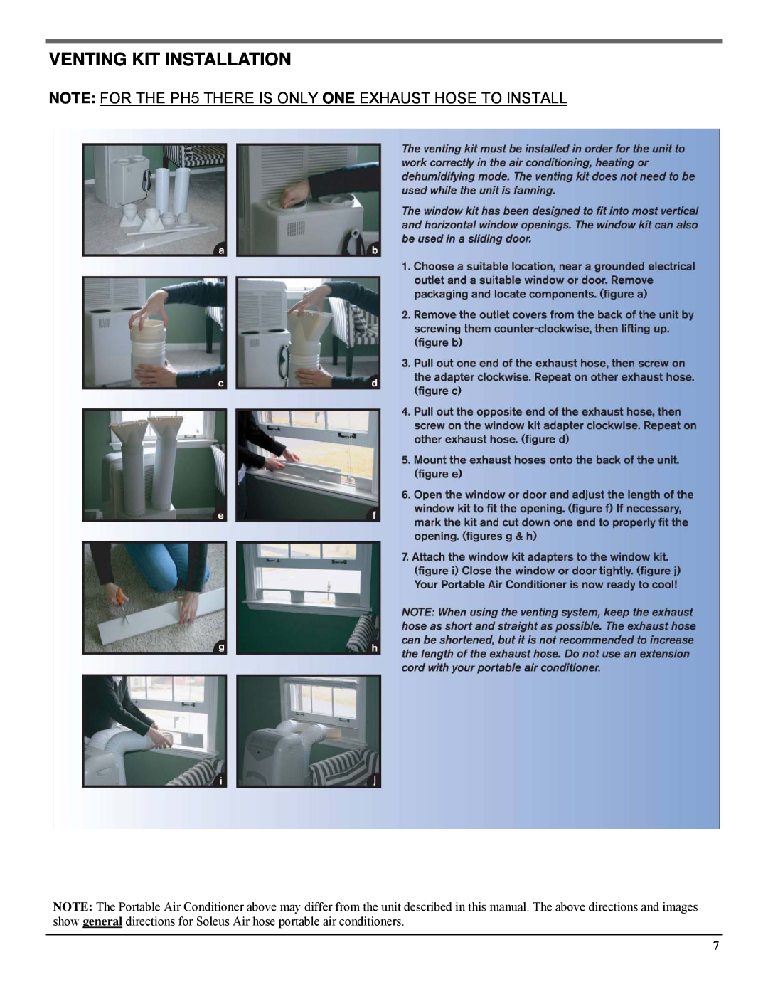 Soleus Air PH5 manual Venting Kit Installation 