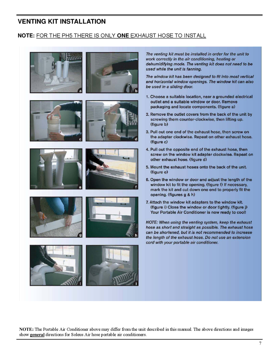 Soleus Air PH5(S) SERIES operating instructions Venting KIT Installation 