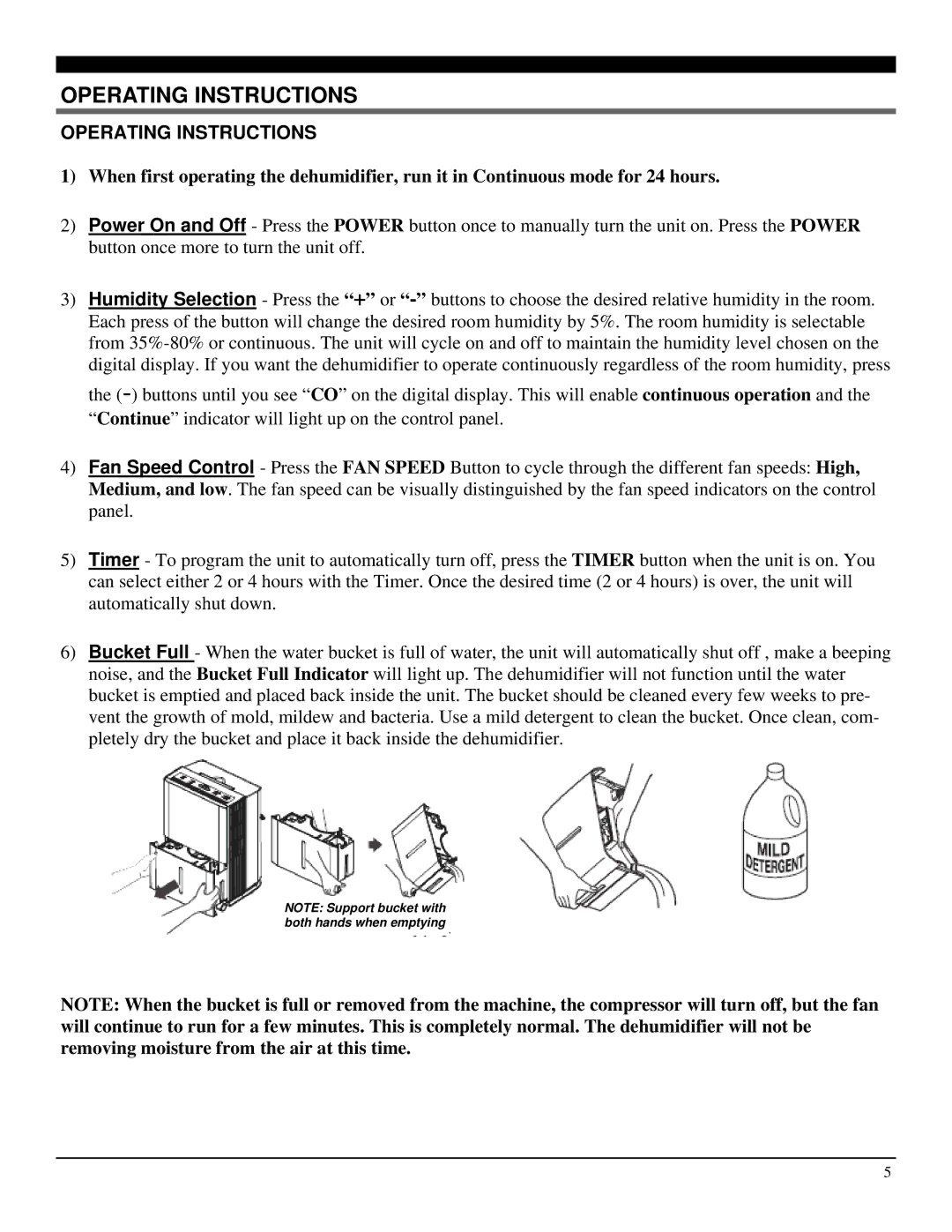 Soleus Air SG-DEH-70-2 (DP2-70-03) manual Operating Instructions 