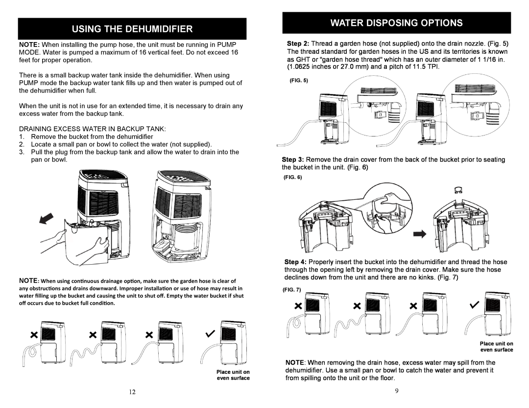 Soleus Air SG-DEH-70EIP-6 operating instructions Using The Dehumidifier, Water Disposing Options 