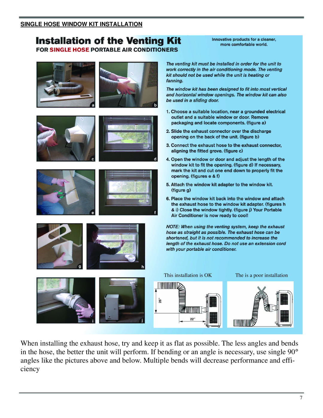 Soleus Air SG-PAC-08E3 manual Single Hose Window KIT Installation 