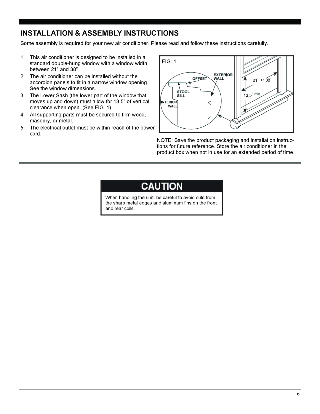 Soleus Air SG-WAC-08ESE, SG-WAC-06ESE, SG-WAC-06SE manual Installation & Assembly Instructions 