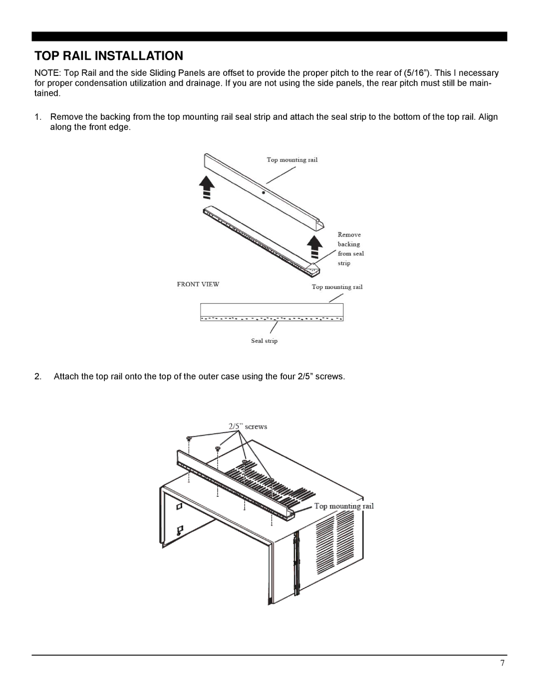 Soleus Air SG-WAC-06ESE-F, SG-WAC-08ESE-F operating instructions TOP Rail Installation 