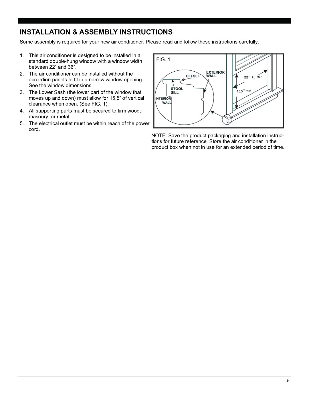 Soleus Air SG-WAC-12ESE, SG-WAC-10ESE manual Installation & Assembly Instructions 