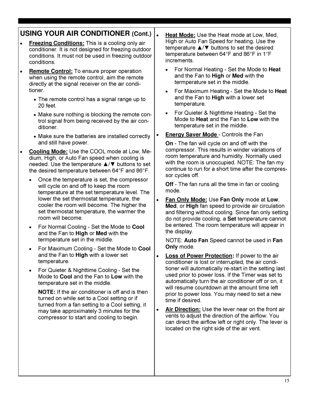 Soleus Air SG-WAC-12HCE operating instructions Using Your AIR Conditioner 