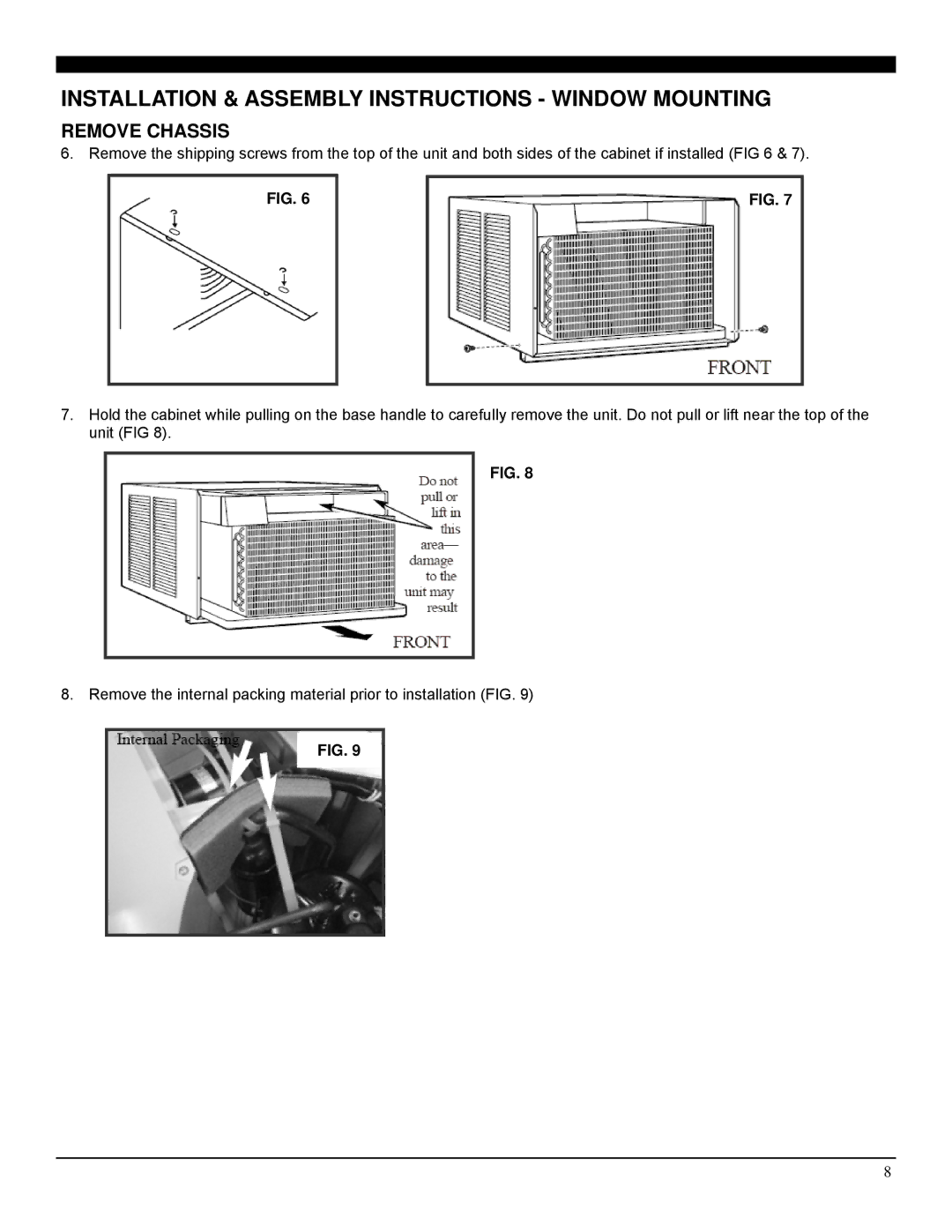 Soleus Air SG-WAC-25ESE-C operating instructions Installation & Assembly Instructions Window Mounting 