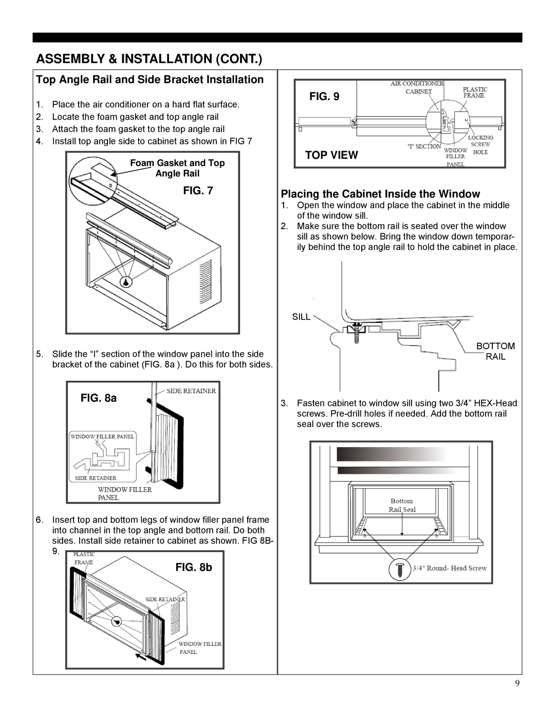 Soleus Air SG-WAC-25ESE-C Assembly & Installation, Top Angle Rail and Side Bracket Installation, TOP View 