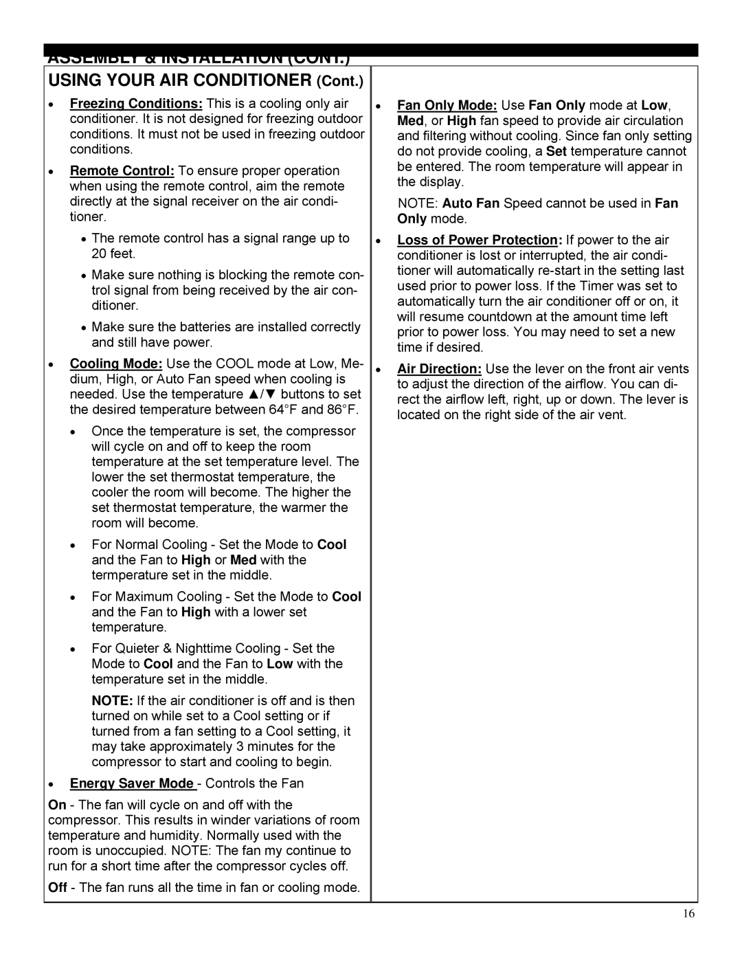 Soleus Air SG-WAC-25HCE manual Using Your AIR Conditioner 