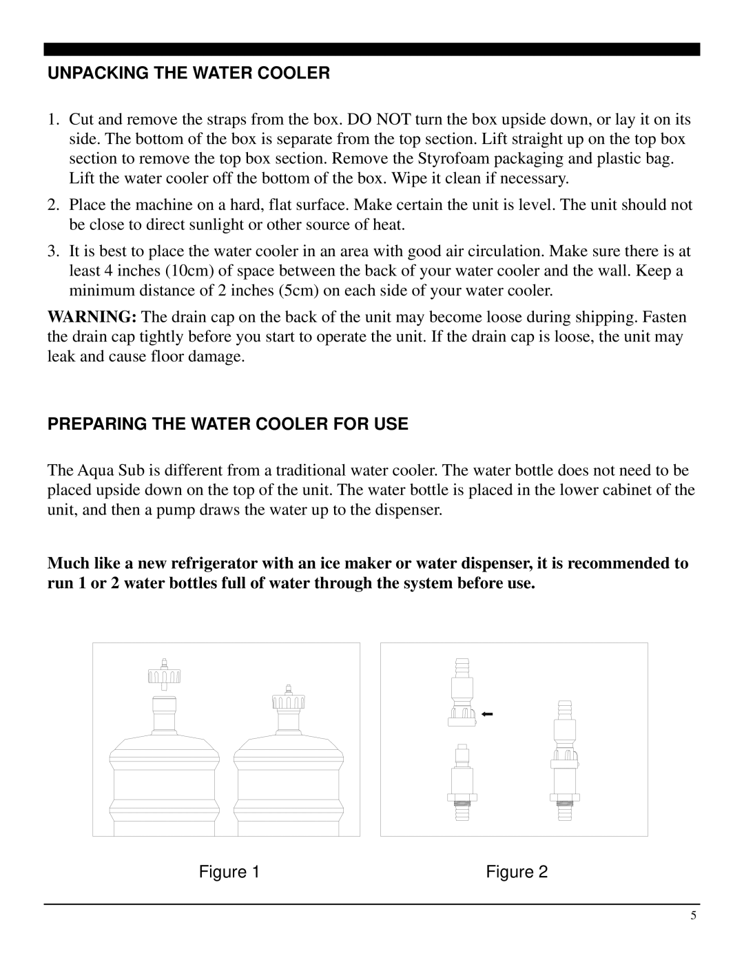 Soleus Air WA1-02-21 manual Unpacking the Water Cooler, Preparing the Water Cooler for USE 