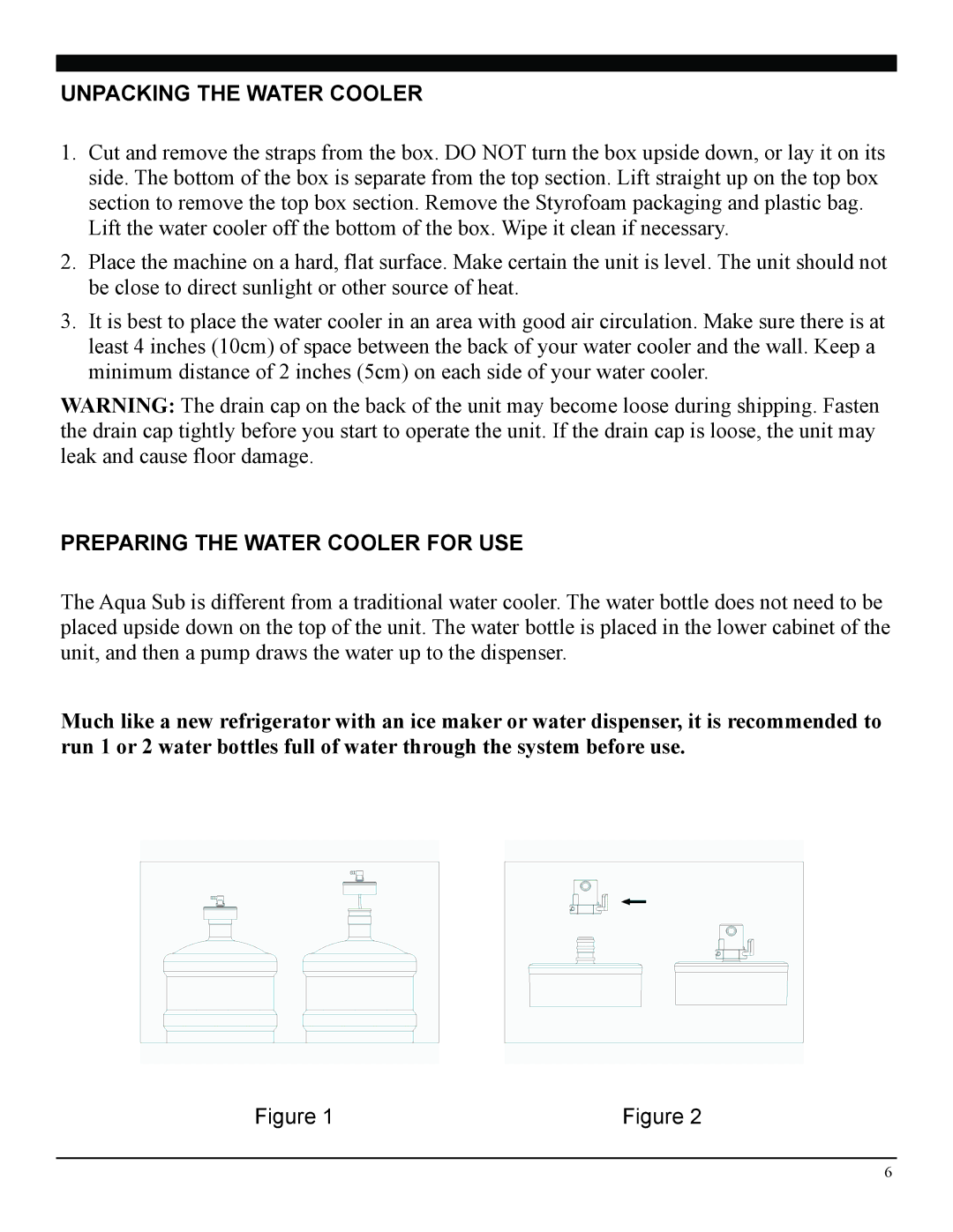 Soleus Air WA2-02-50A manual Unpacking the Water Cooler, Preparing the Water Cooler for USE 