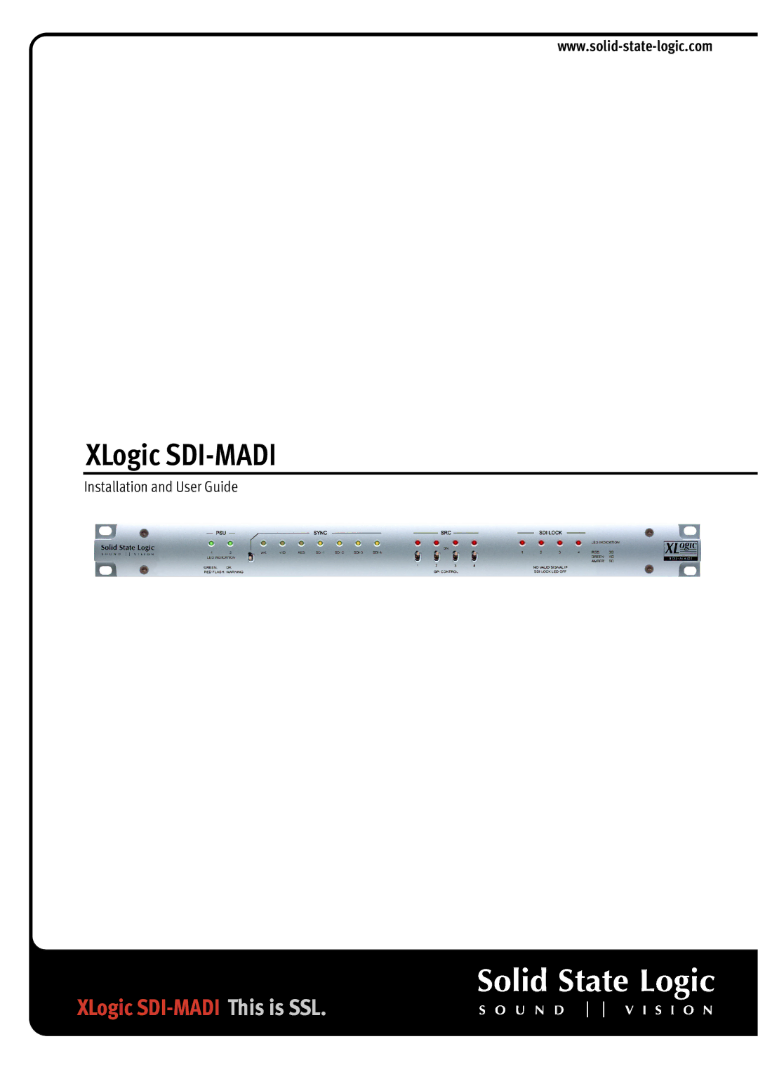 Solid State Logic 1266 manual Xlogic SDI-MADI 