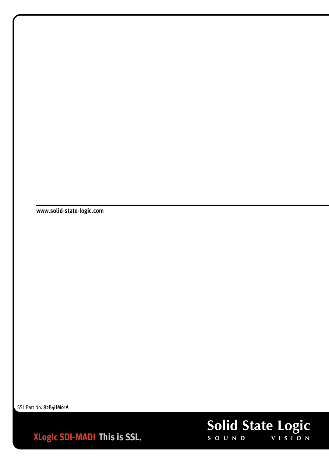 Solid State Logic 1266 manual SSL Part No B4HM01A 