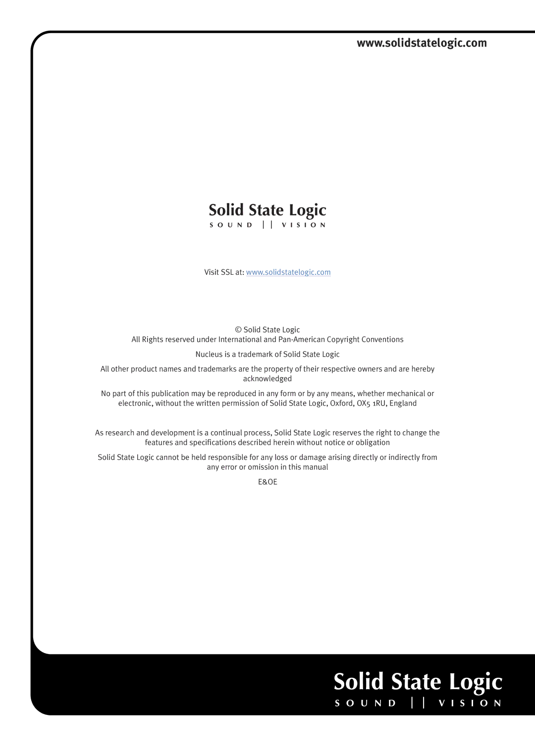 Solid State Logic 20012919, 20012913, 20012912, 20012911, 20012905, 20012904, 20012735, 20012903 manual 