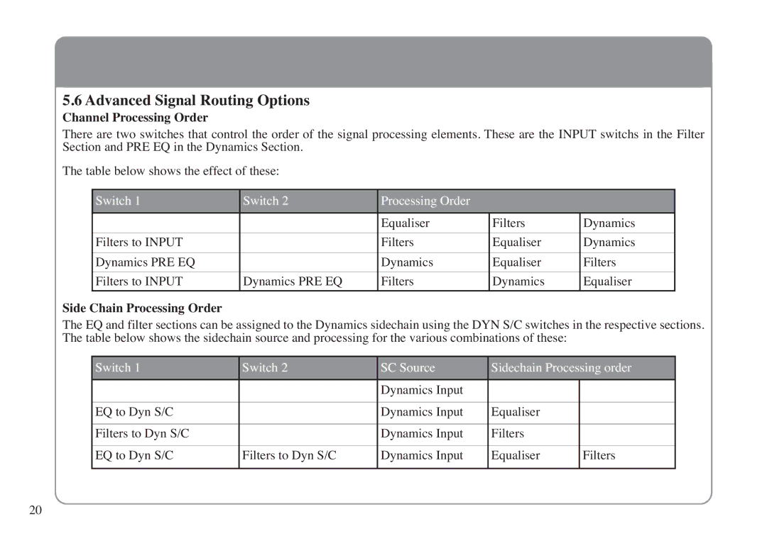 Solid State Logic 82S6MC120A manual Advanced Signal Routing Options, Channel Processing Order, Side, Chain Processing Order 