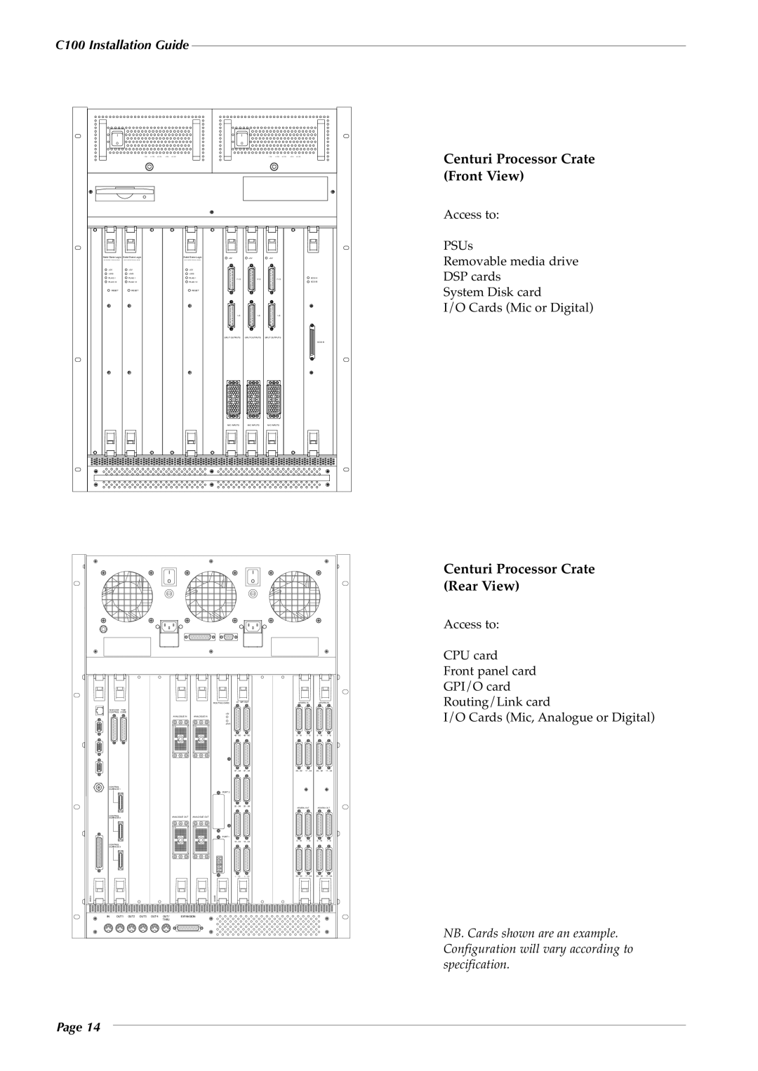 Solid State Logic 82S6PC1010C manual Centuri Processor Crate Front View, Centuri Processor Crate Rear View 