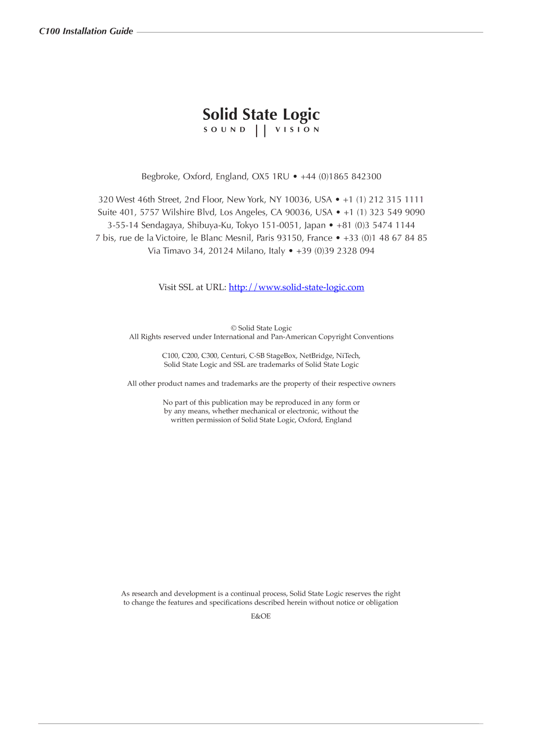 Solid State Logic 82S6PC1010C manual Solid State Logic 