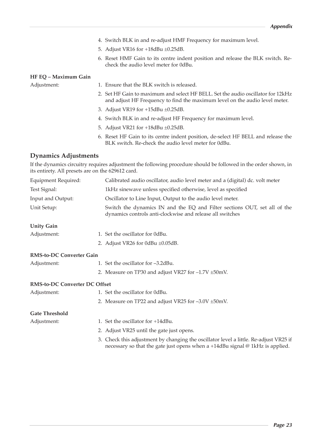 Solid State Logic 82S6XL090A owner manual Dynamics Adjustments 