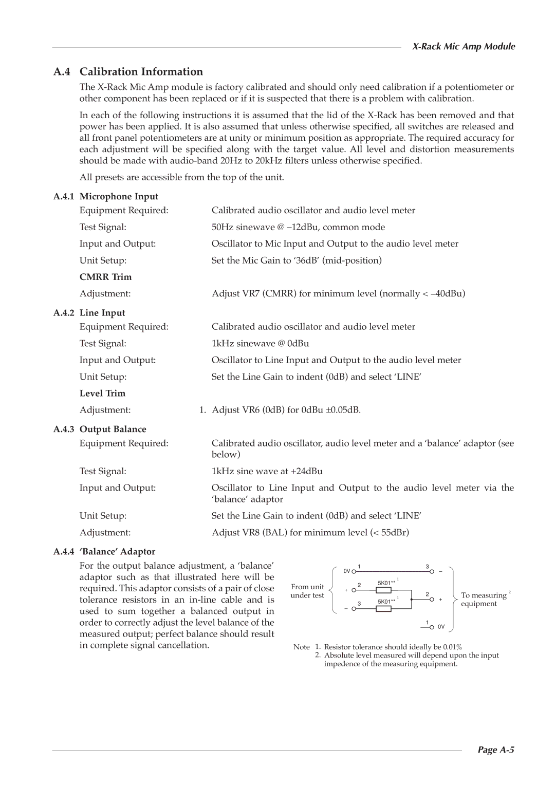 Solid State Logic 82S6XR0A0B owner manual Calibration Information, A-5 